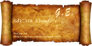 Gálik Elemér névjegykártya